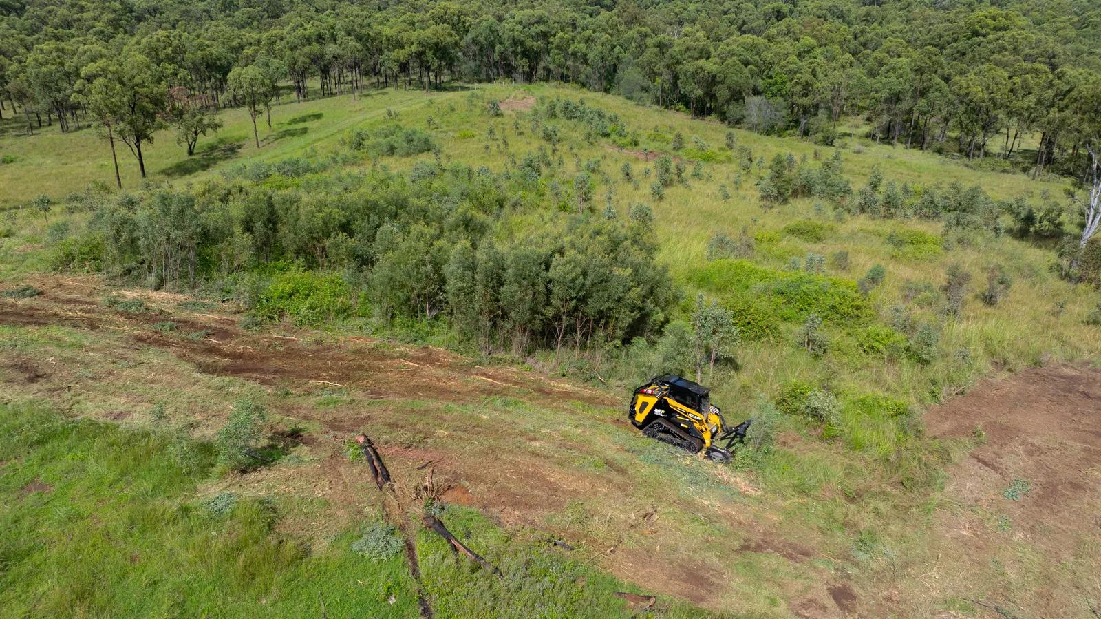 Aerial view of vegetation management work site